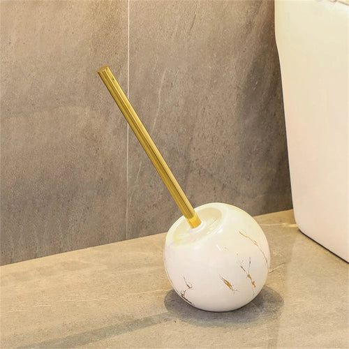 Creative Ceramic Base Toilet Brush Long Handle No Dead Angle Bathroom Cleaning Tool - White - 1