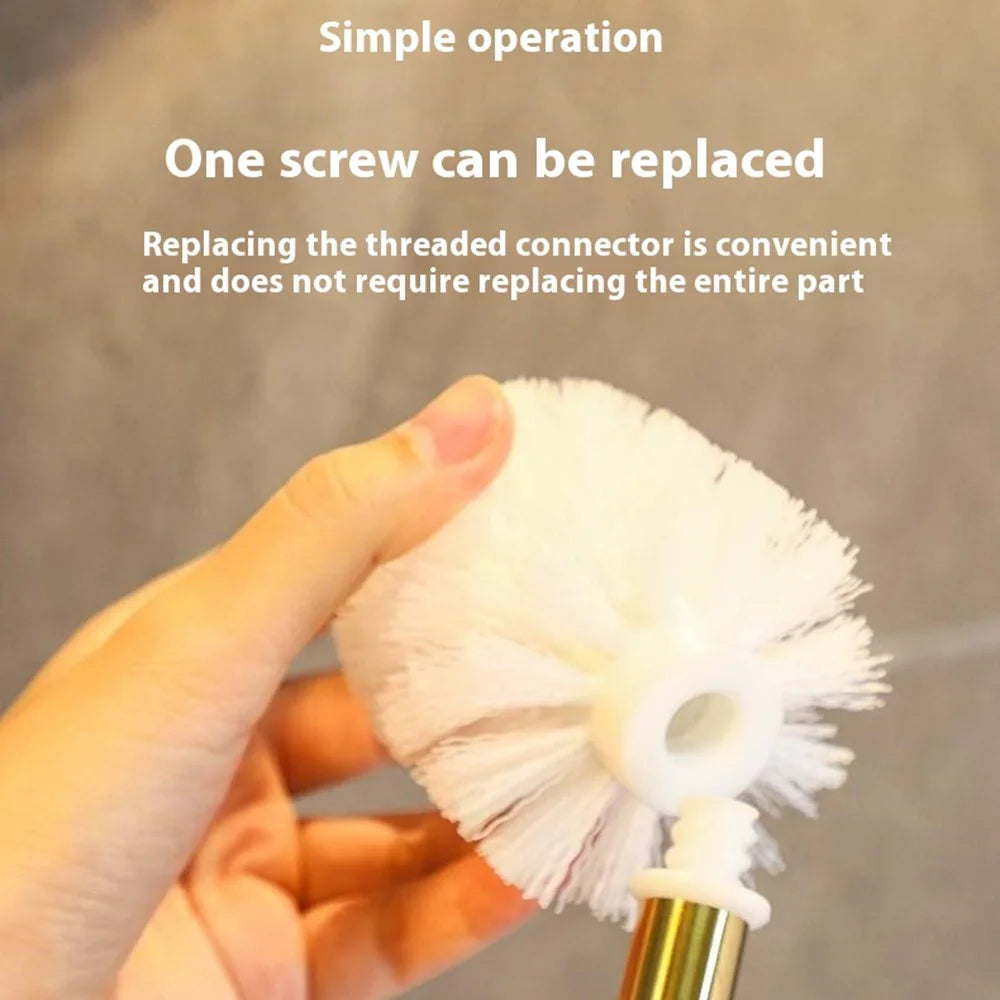Creative Ceramic Base Toilet Brush Long Handle No Dead Angle Bathroom Cleaning Tool - White - 2