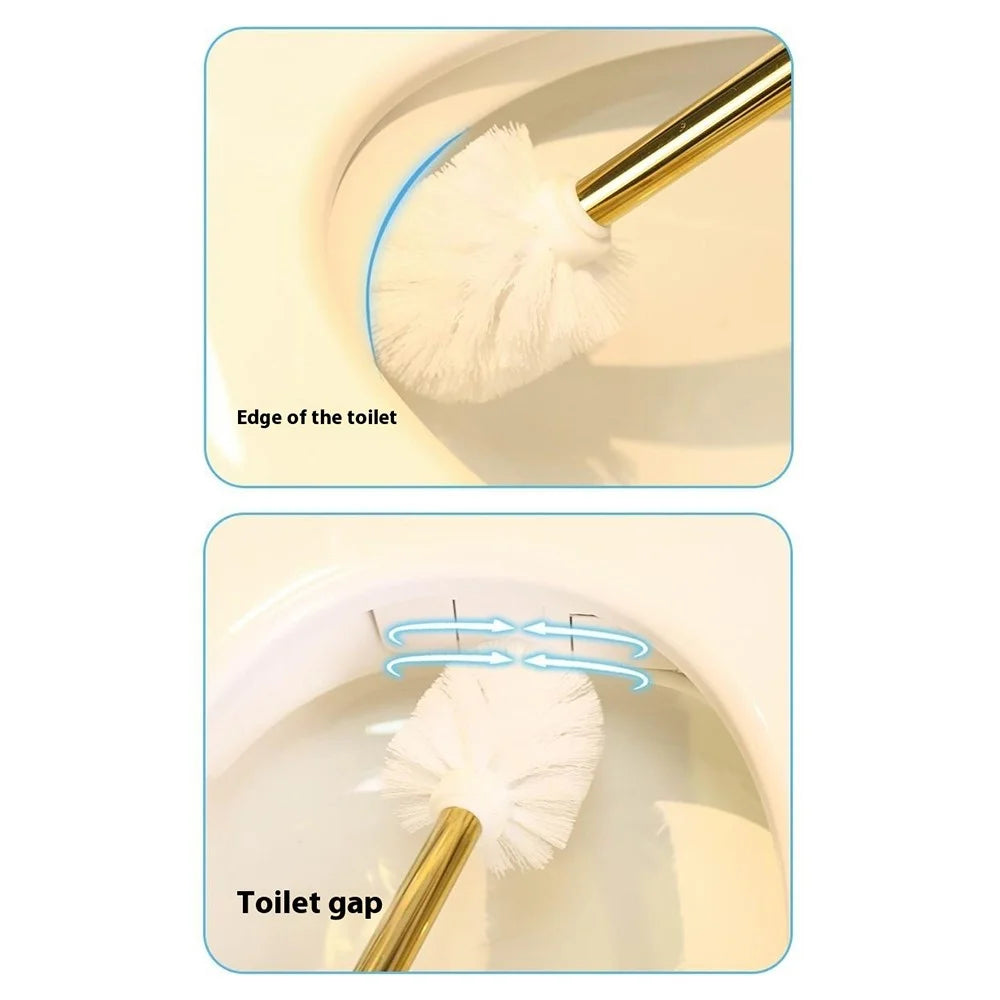 Creative Ceramic Base Toilet Brush Long Handle No Dead Angle Bathroom Cleaning Tool - White - 3