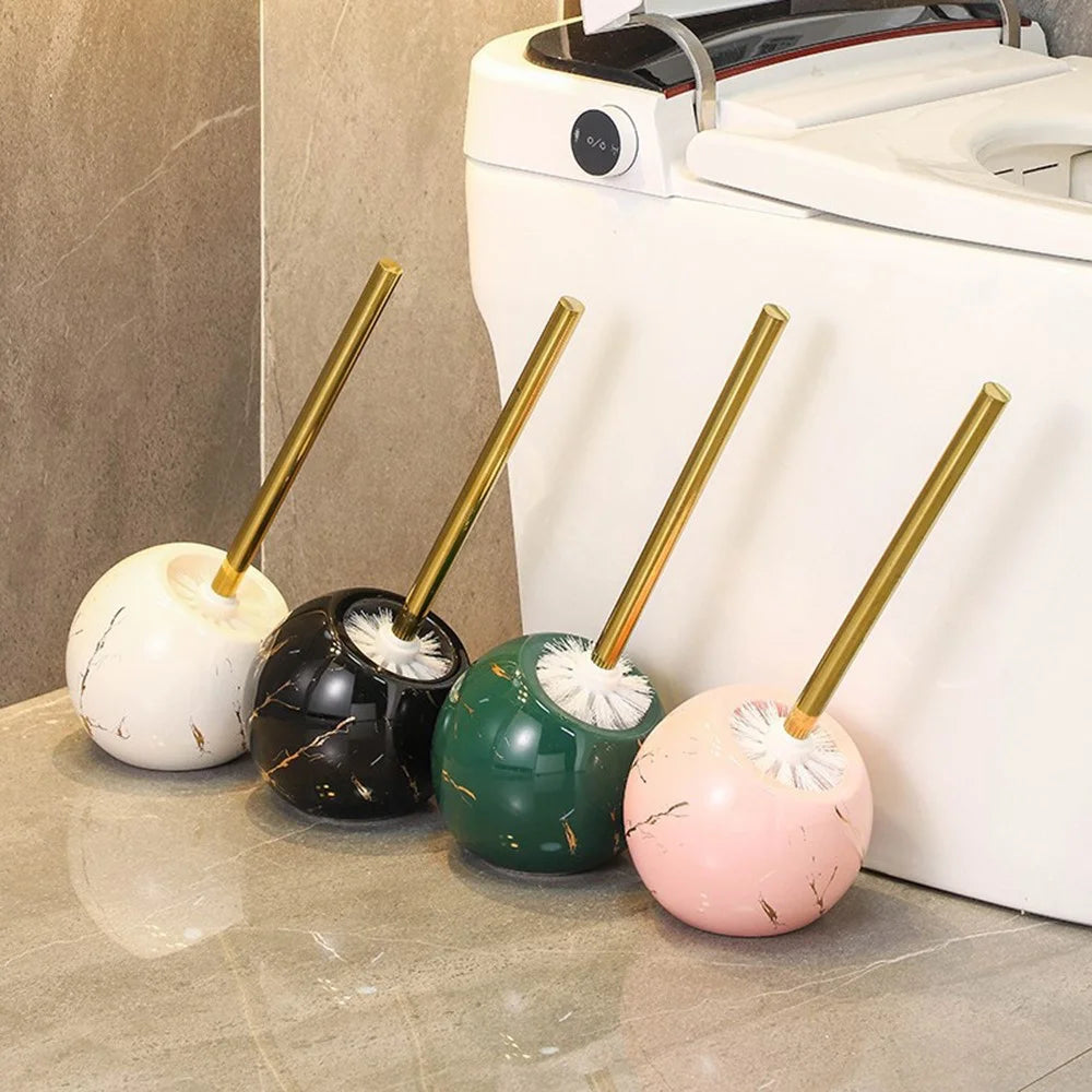 Creative Ceramic Base Toilet Brush Long Handle No Dead Angle Bathroom Cleaning Tool - White - 4