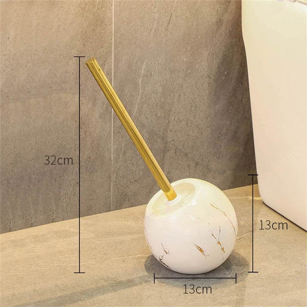 Creative Ceramic Base Toilet Brush Long Handle No Dead Angle Bathroom Cleaning Tool - White - 5
