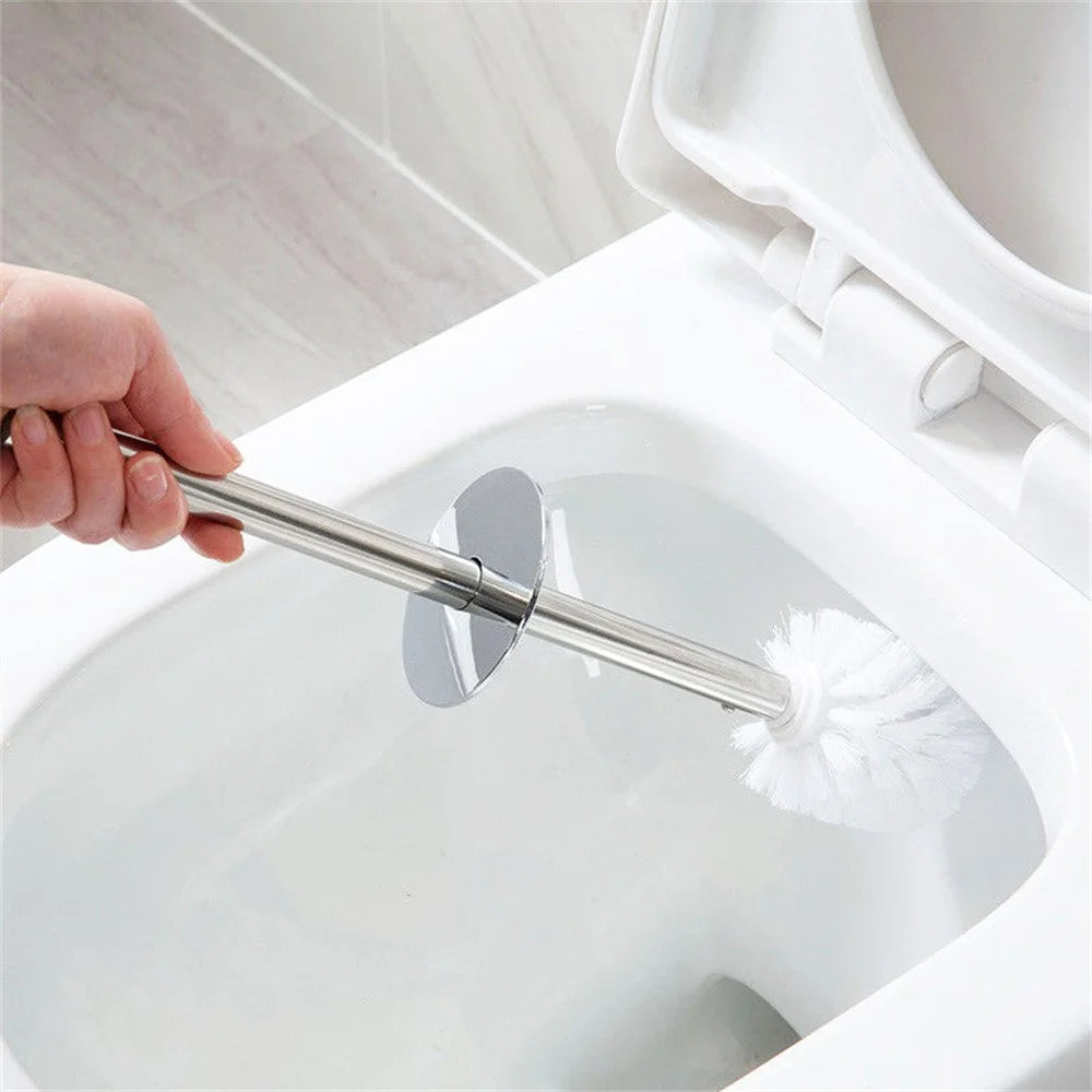T-211-M Stainless Steel Handle Toilet Brush with Holder Floor Standing Hotel Home Bathroom Cleaning Tool - Black - 2