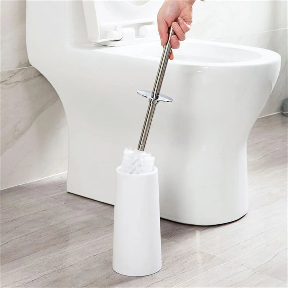 T-211-M Stainless Steel Handle Toilet Brush with Holder Floor Standing Hotel Home Bathroom Cleaning Tool - Black - 3