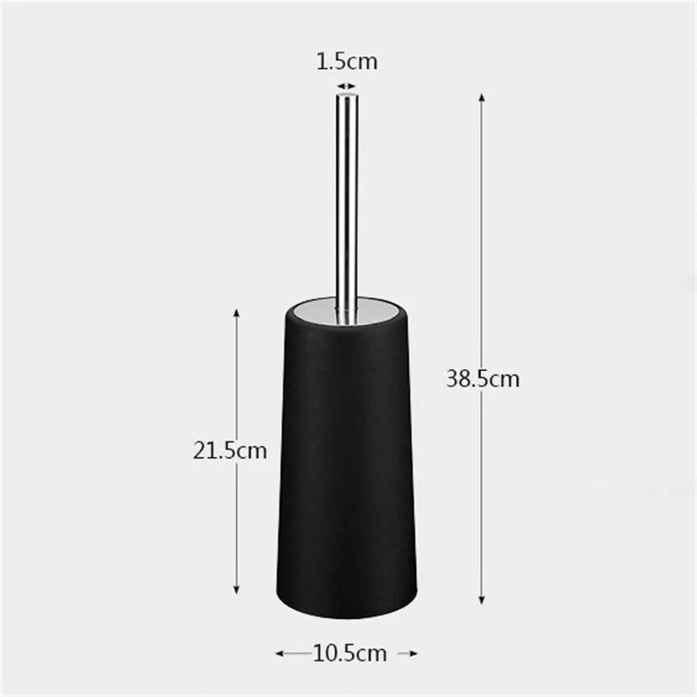 T-211-M Stainless Steel Handle Toilet Brush with Holder Floor Standing Hotel Home Bathroom Cleaning Tool - Black - 4