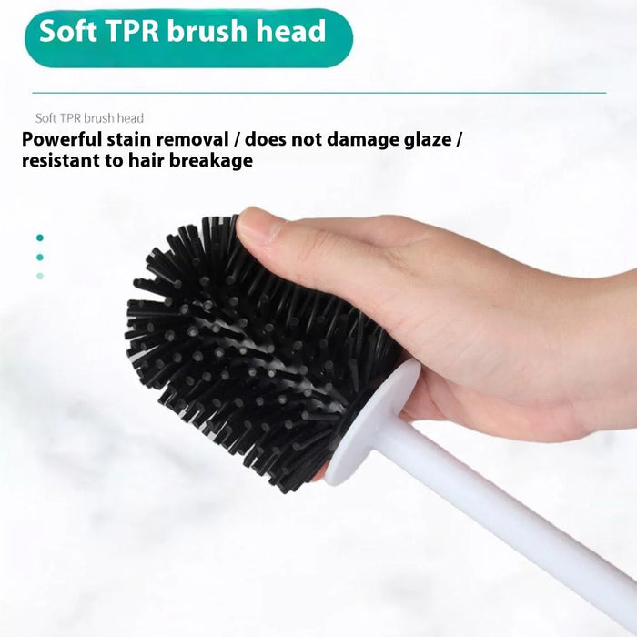T-C207 Long Handle Toilet Brush with Base Floor Standing / Wall Mounted Hotel Home Bathroom Cleaning Brush - Black Bottom - 2