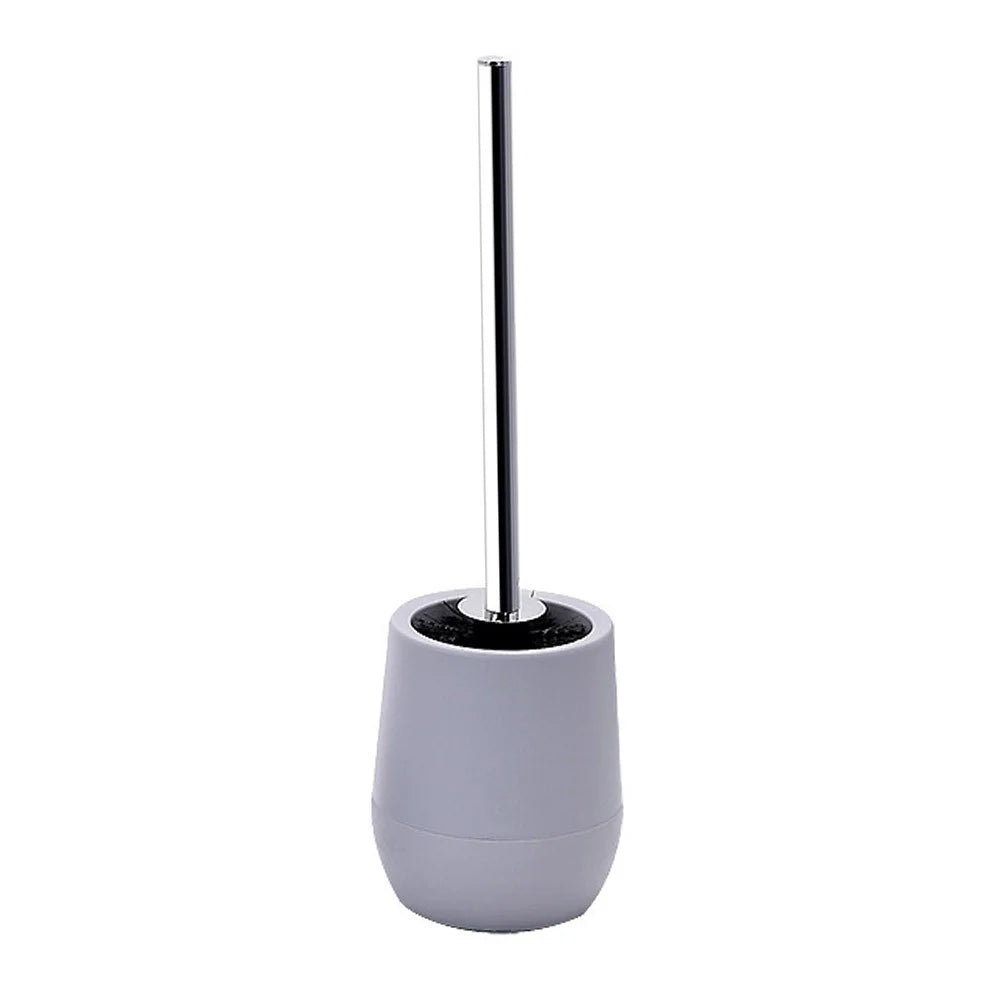 ZT-223-M Stainless Steel Handle Plastic Toilet Brush with Base Hotel Home Bathroom Cleaning Tool - Grey - 1