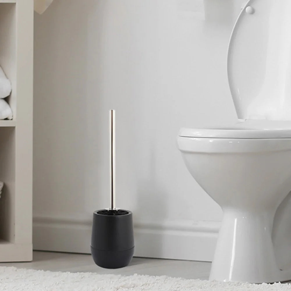 ZT-223-M Stainless Steel Handle Plastic Toilet Brush with Base Hotel Home Bathroom Cleaning Tool - Grey - 3