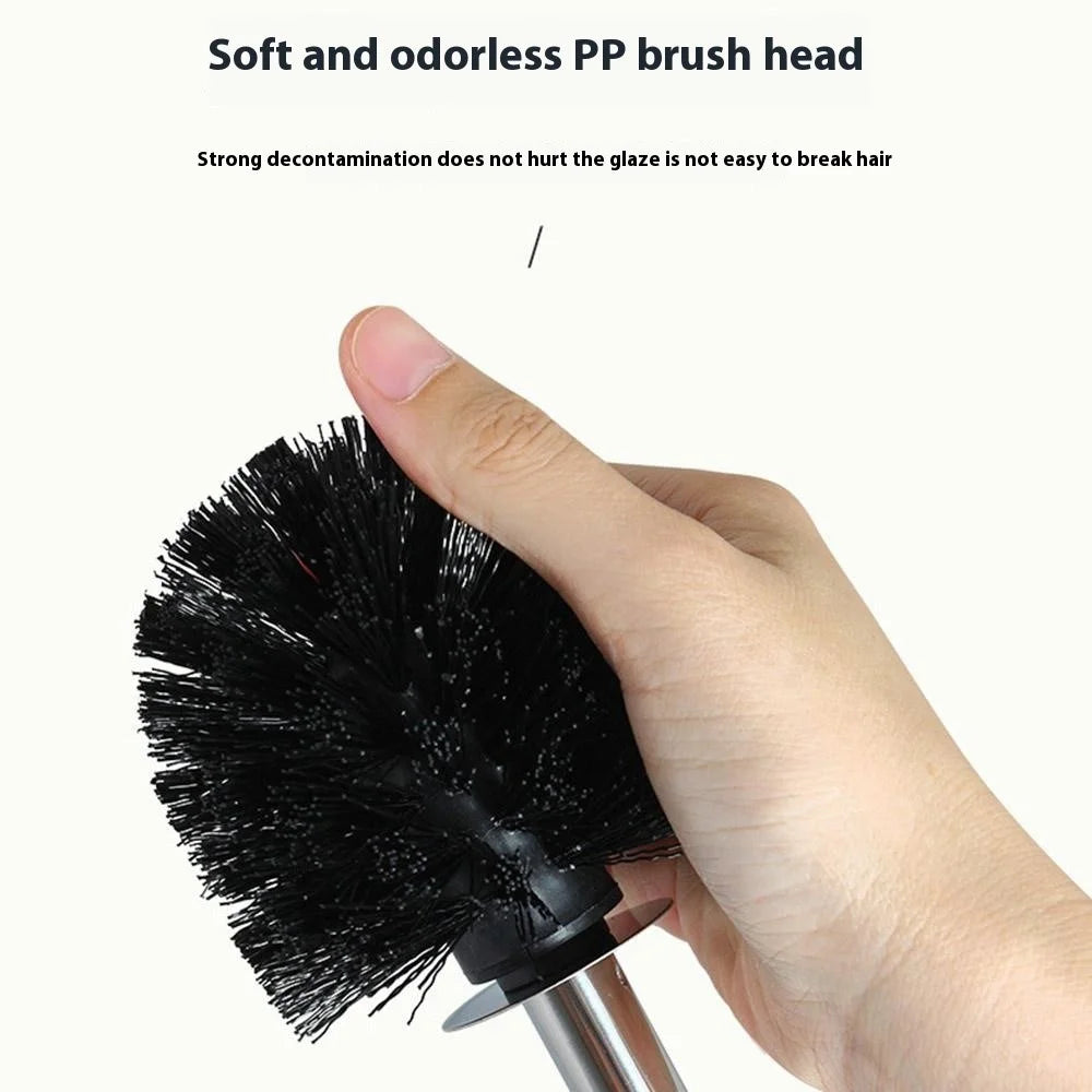 ZT-223-M Stainless Steel Handle Plastic Toilet Brush with Base Hotel Home Bathroom Cleaning Tool - Grey - 4
