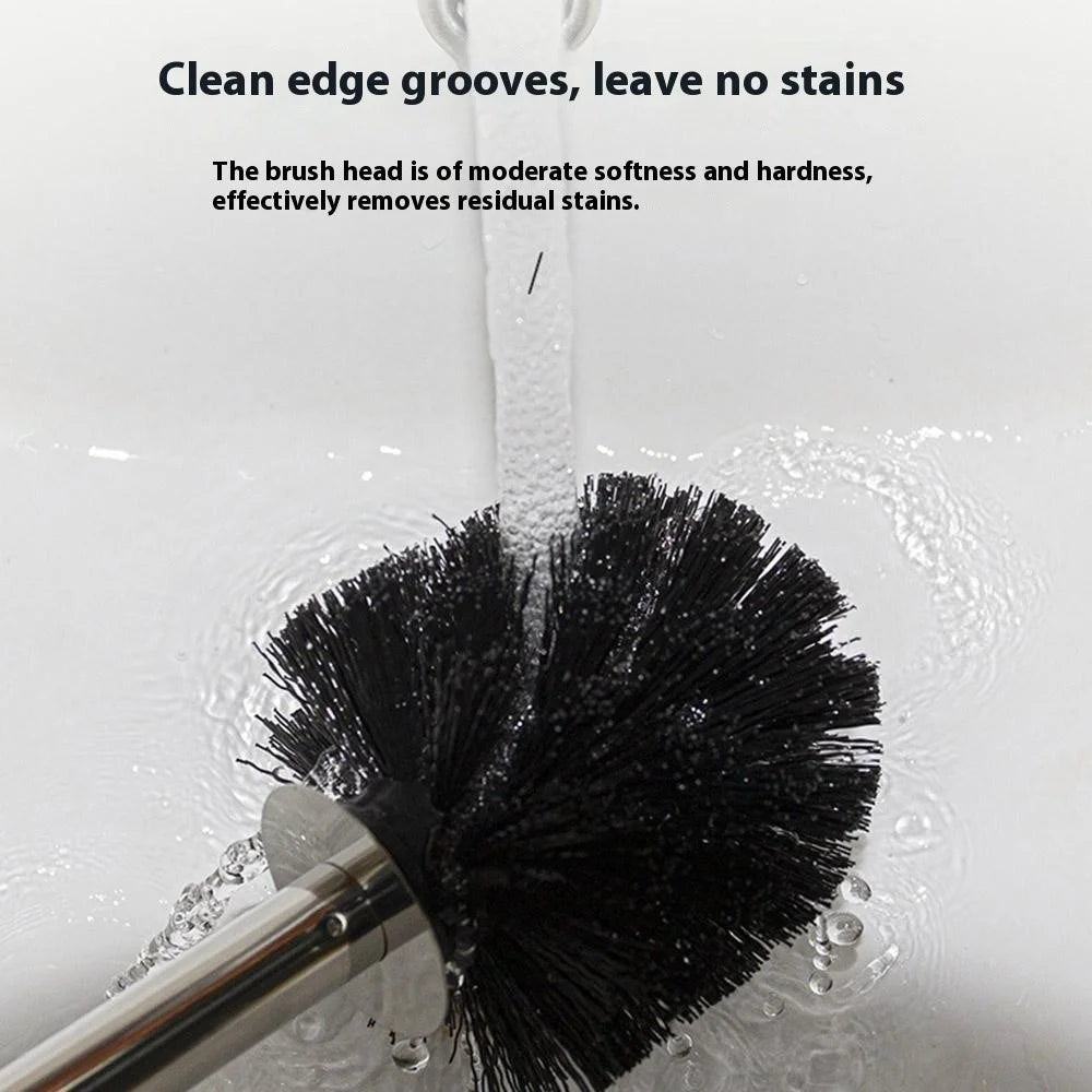 ZT-223-M Stainless Steel Handle Plastic Toilet Brush with Base Hotel Home Bathroom Cleaning Tool - Grey - 5