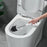 Wall Mounted / Floor Standing Long Handle Toilet Brush with Base Soft Bristles Bathroom Cleaning Tool - Square Base - 3