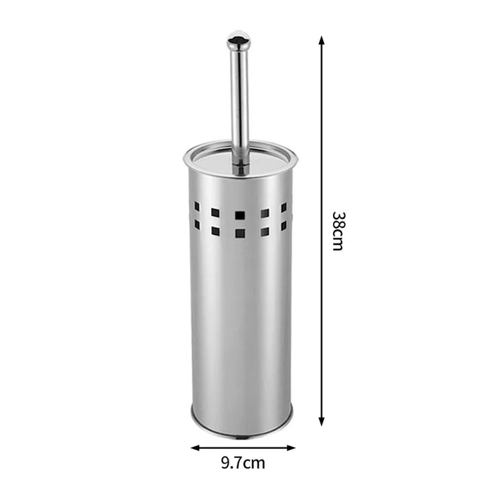 Stainless Steel Toilet Brush with Base Long Handle Soft Bristles Bathroom Cleaning Tool - 6