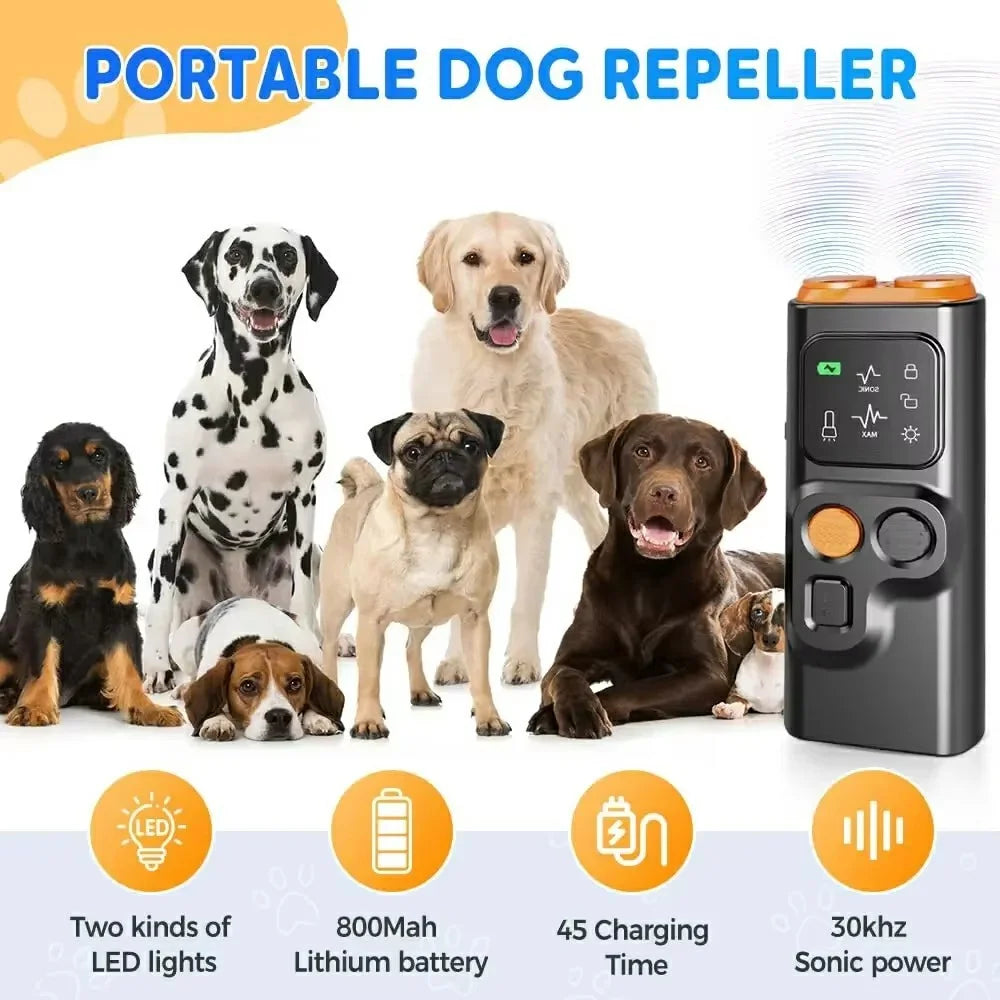 P7 Dual Head Anti Barking Device for Dogs Ultrasonic Dog Trainer Built In LED Flashlight High Power Dog Repellent - 3