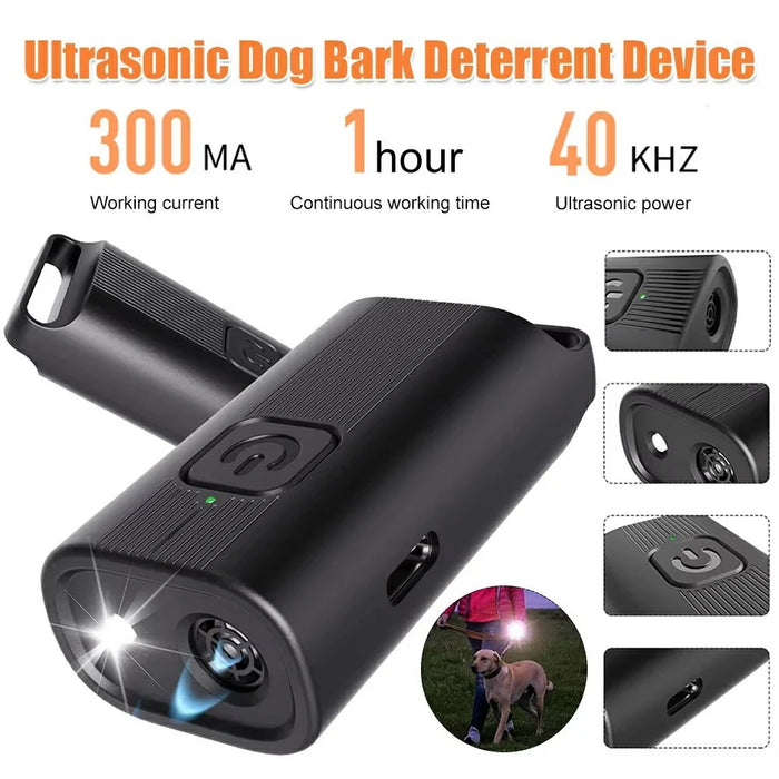 P12 Mini Ultrasonic Dog Repellent Portable Dog Training Anti-Barking Device Built In LED Flashlight - 3
