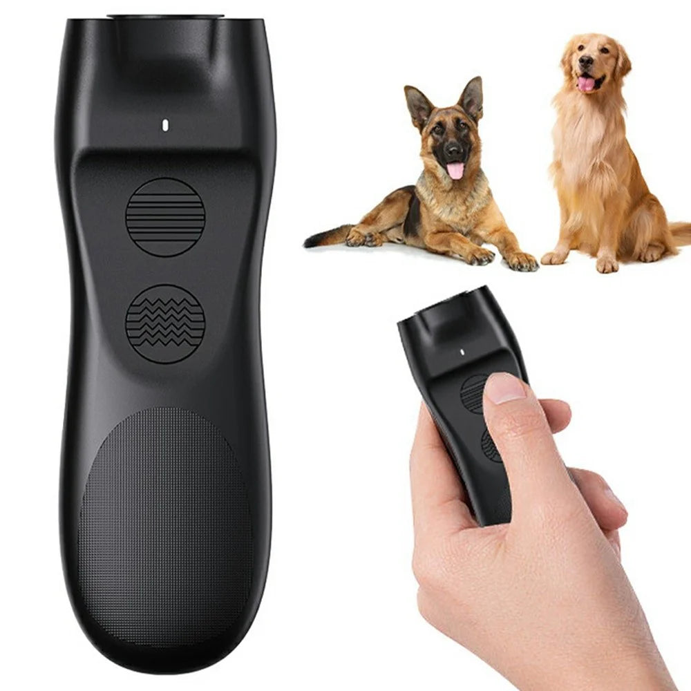 P23 Ultrasonic Dog Repellent Dual Flash LED Pet Training Anti Barking Device - Black - 1