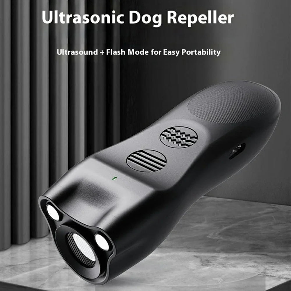 P23 Ultrasonic Dog Repellent Dual Flash LED Pet Training Anti Barking Device - Black - 2