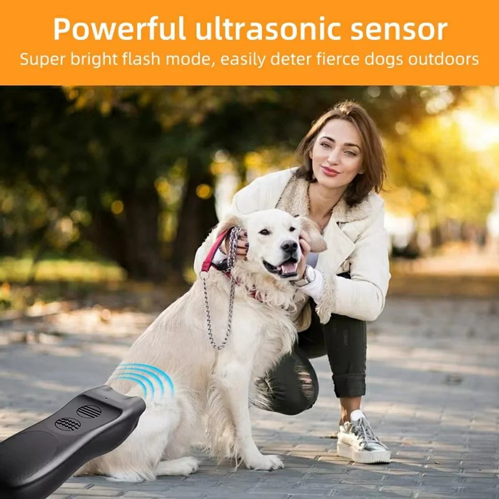 P23 Ultrasonic Dog Repellent Dual Flash LED Pet Training Anti Barking Device - Black - 6