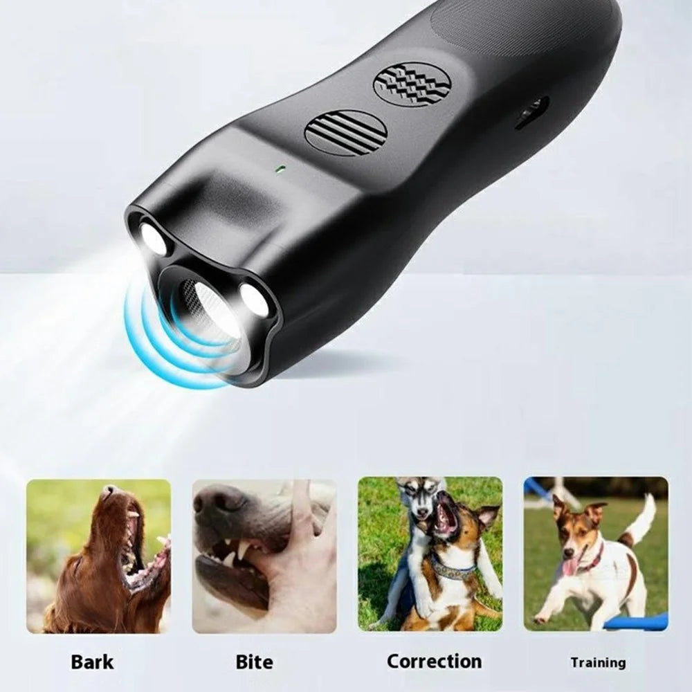 P23 Ultrasonic Dog Repellent Dual Flash LED Pet Training Anti Barking Device - Black - 7