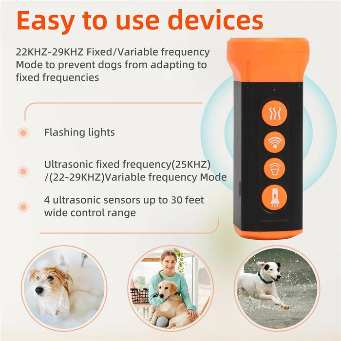 Ultrasonic Dog Repellent High Power Anti Barking Dog Training Device with Flashlight - 7