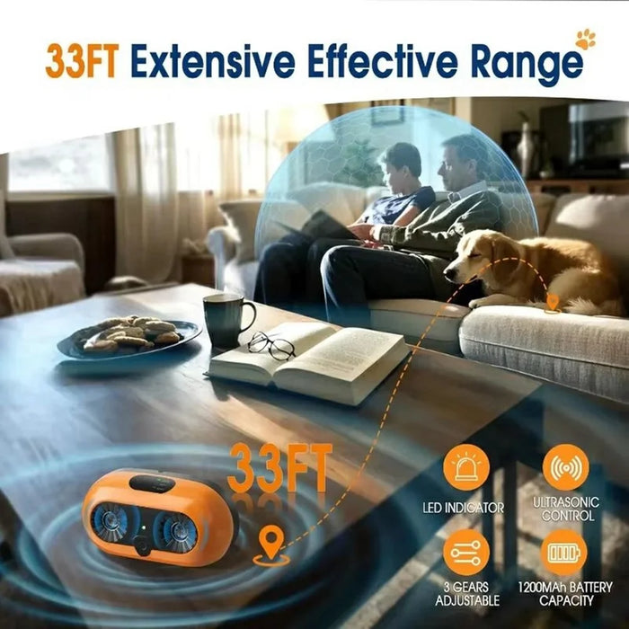 D6 Ultrasonic Pet Anti Barking Device Dogs Outdoor Training Deterrent Tool - Orange - 3