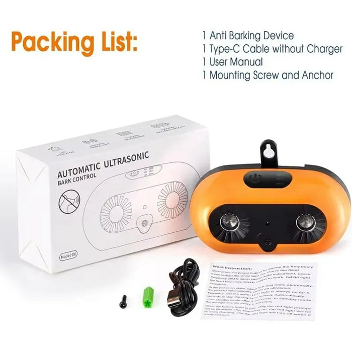 D6 Ultrasonic Pet Anti Barking Device Dogs Outdoor Training Deterrent Tool - Orange - 7