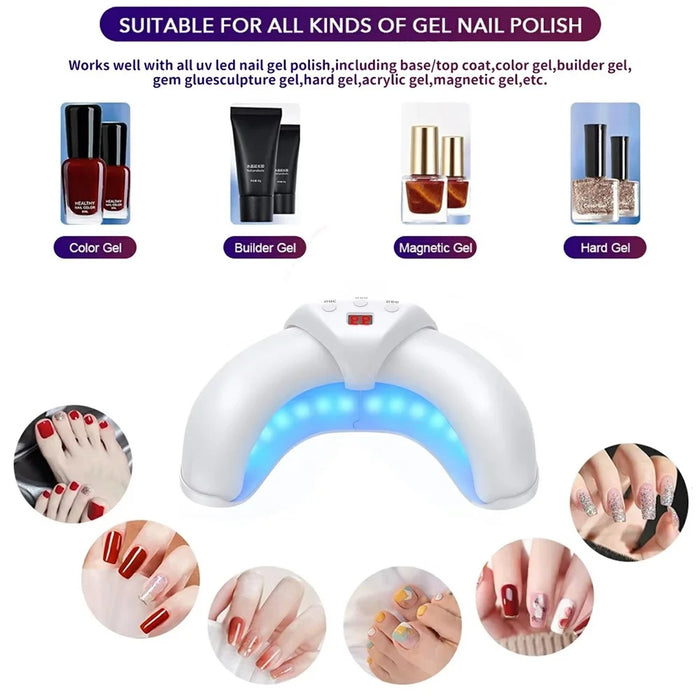 Crescent Shape Foldable Mini Nail Lamp LCD Display 22-LED UV Dryer for Toenails  /  Fingernails, 18 Blue + 4 Red LEDs - 4