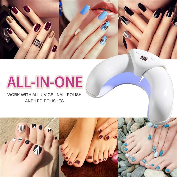 Crescent Shape Foldable Mini Nail Lamp LCD Display 22-LED UV Dryer for Toenails  /  Fingernails, 18 Blue + 4 Red LEDs - 5