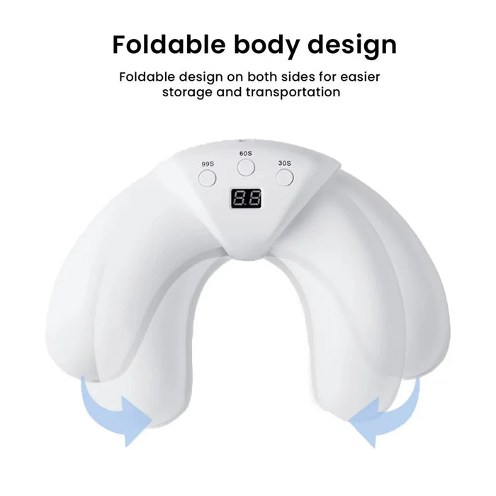 Crescent Shape Foldable Mini Nail Lamp LCD Display 22-LED UV Dryer for Toenails  /  Fingernails, 18 Blue + 4 Red LEDs - 6