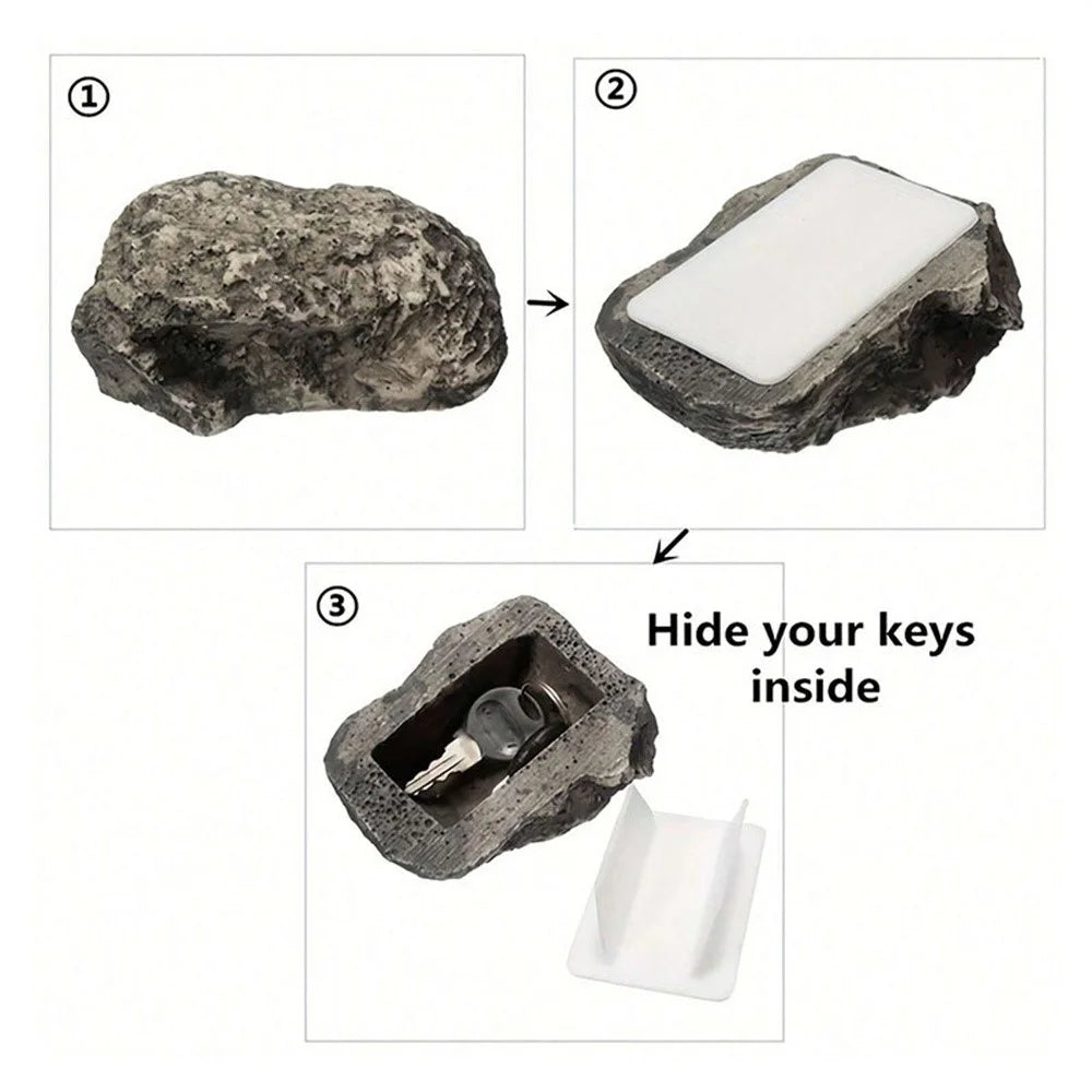 Outdoor Key Hider Home Entrance Realistic Rock Decorative Garden Stone Safe Box - 3