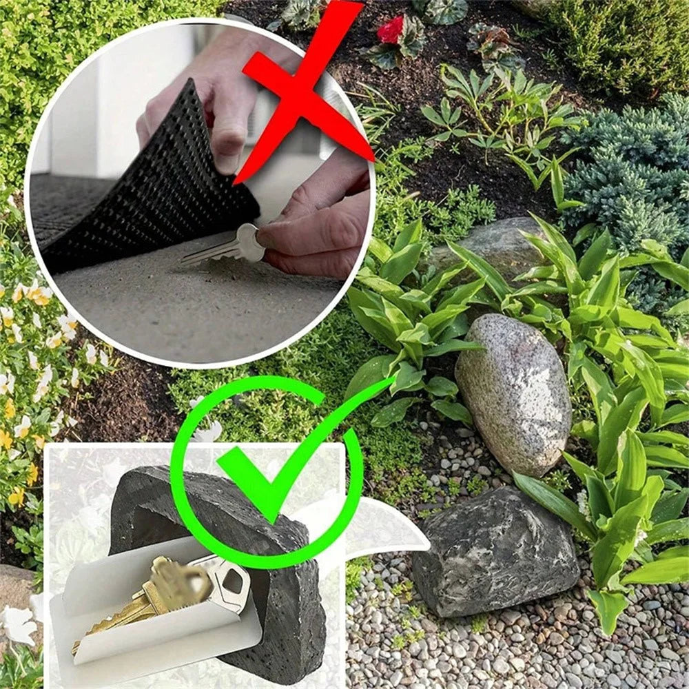 Outdoor Key Hider Home Entrance Realistic Rock Decorative Garden Stone Safe Box - 4