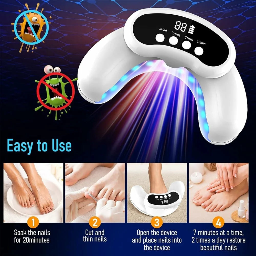 Foldable Fungal Nail Laser Light 30-LED Onychomycosis Repair Toenail Fingernail Care Device, 22 Blue + 8 Red LEDs - 4