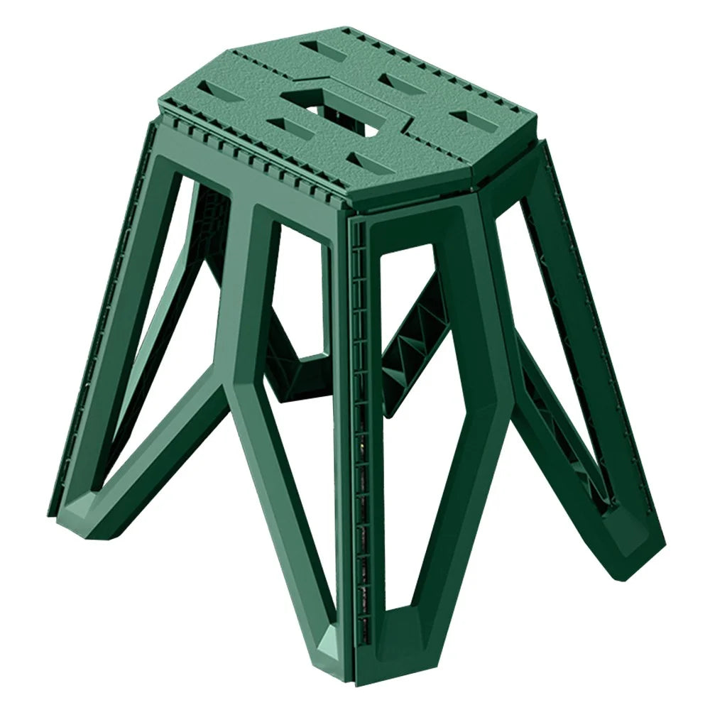 Portable Folding Stool Outdoor Camping Fishing Travel Picnic Thick PP Compact Chair, High Type - Green - 1