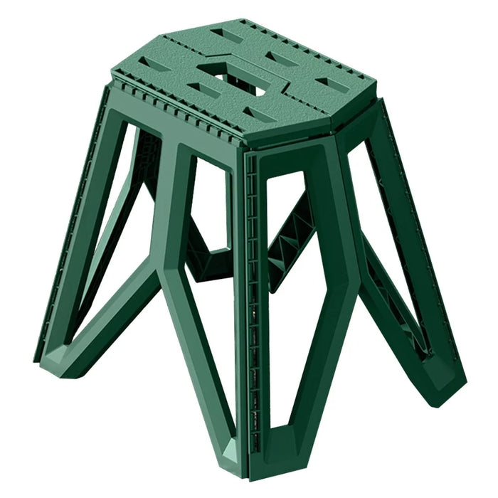 Portable Folding Stool Outdoor Camping Fishing Travel Picnic Thick PP Compact Chair, High Type - Green - 1