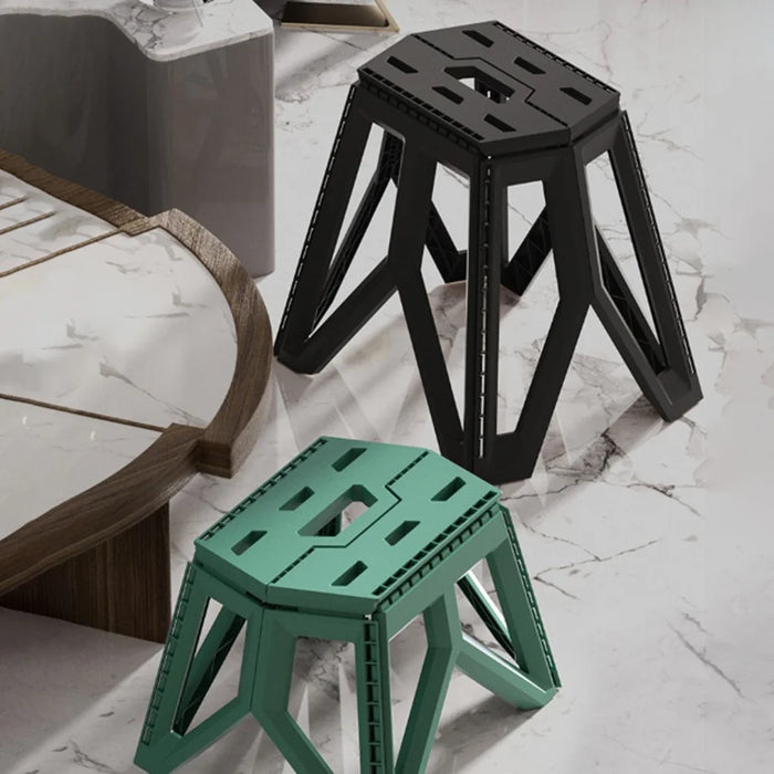 Portable Folding Stool Outdoor Camping Fishing Travel Picnic Thick PP Compact Chair, High Type - Green - 3