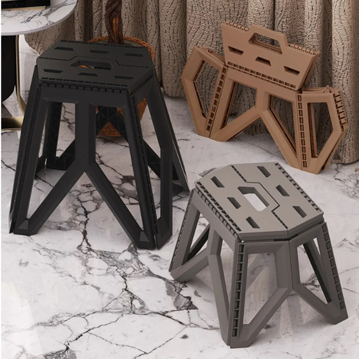 Portable Folding Stool Outdoor Camping Fishing Travel Picnic Thick PP Compact Chair, High Type - Green - 5