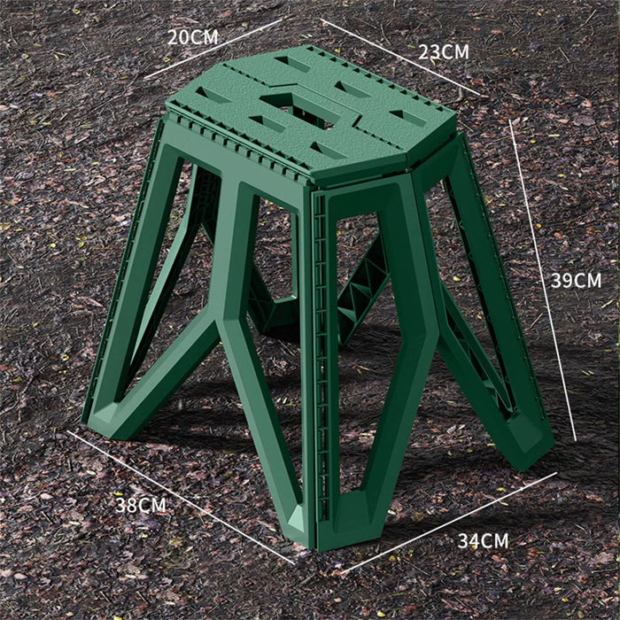 Portable Folding Stool Outdoor Camping Fishing Travel Picnic Thick PP Compact Chair, High Type - Green - 7