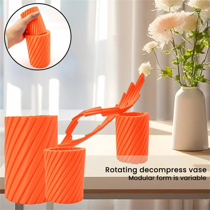 Creative Rotating Stress Relief Plastic Vase Pen Holder 3D Design Desktop Organizer, Size S - 2