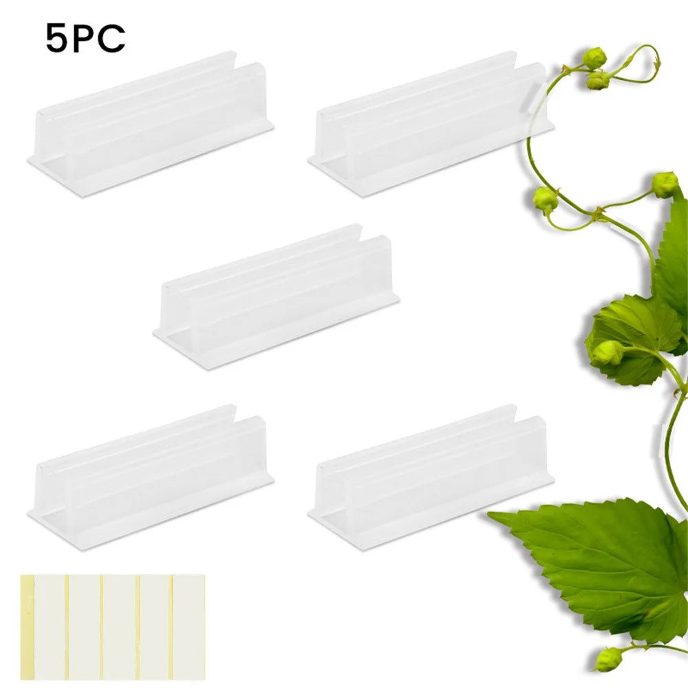 5Pcs Clear Adhesive Wall Mount LED Strip Light Plant Stem Holder Multipurpose No Drill Plastic Bracket - 1
