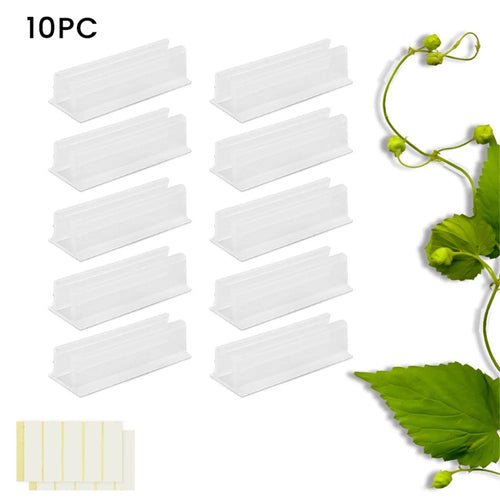 10Pcs Clear Adhesive Wall Mount LED Strip Light Plant Stem Holder Multipurpose No Drill Plastic Bracket - 1