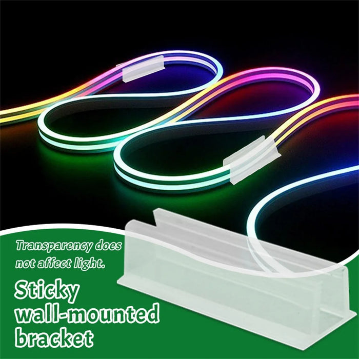 10Pcs Clear Adhesive Wall Mount LED Strip Light Plant Stem Holder Multipurpose No Drill Plastic Bracket - 2