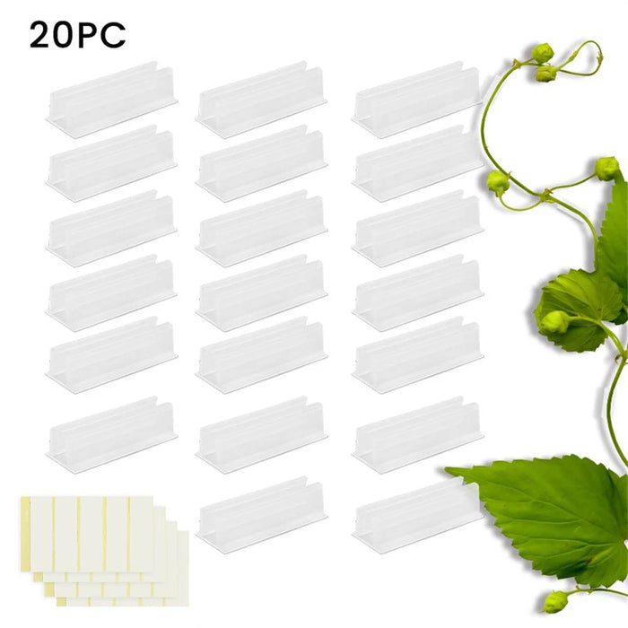 20Pcs Clear Adhesive Wall Mount LED Strip Light Plant Stem Holder Multipurpose No Drill Plastic Bracket - 1