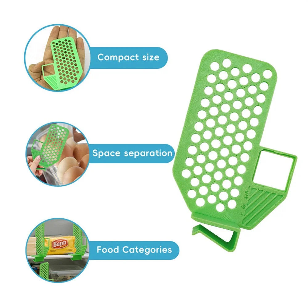 Refrigerator Organizer Divider Multi-Function Storage Partition Clip-on Space Saving Fridge Dividing Board - Green - 2
