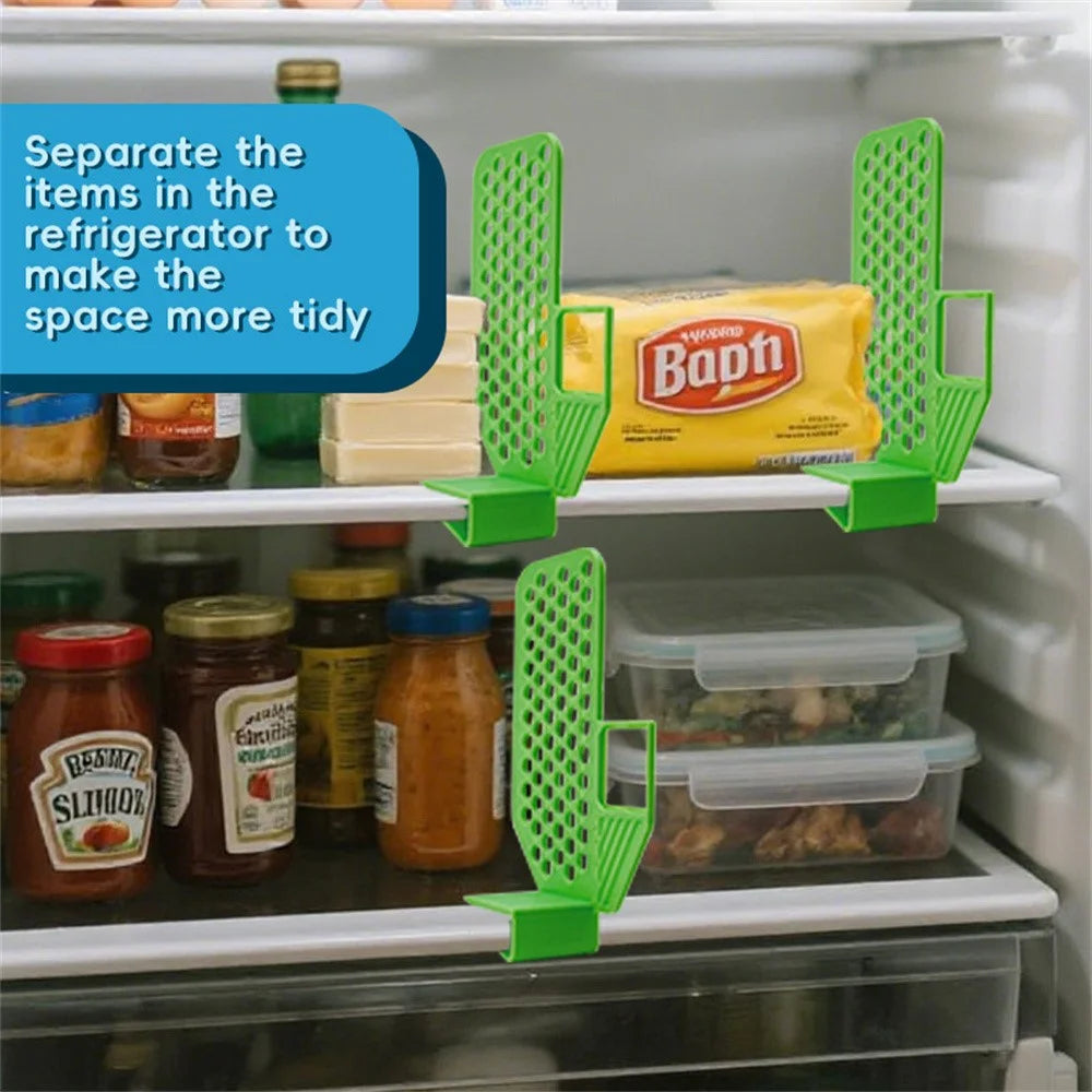 Refrigerator Organizer Divider Multi-Function Storage Partition Clip-on Space Saving Fridge Dividing Board - Green - 3