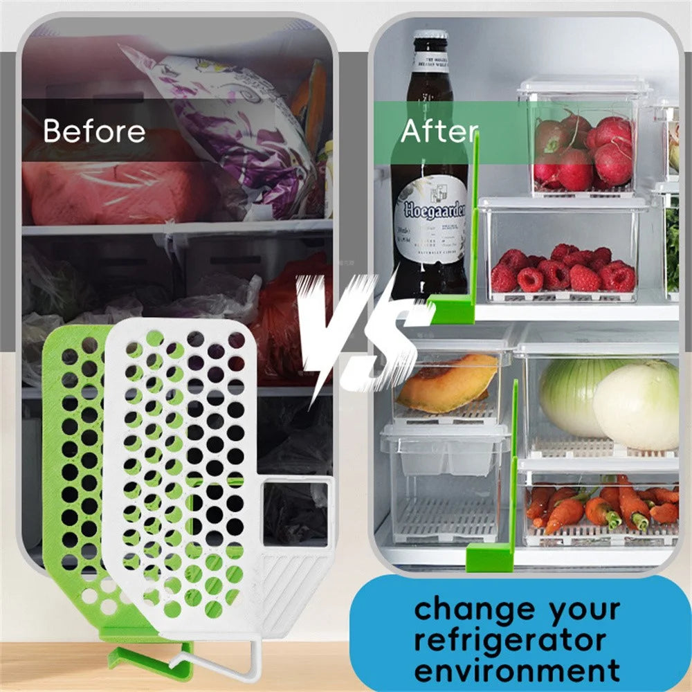 Refrigerator Organizer Divider Multi-Function Storage Partition Clip-on Space Saving Fridge Dividing Board - Green - 6