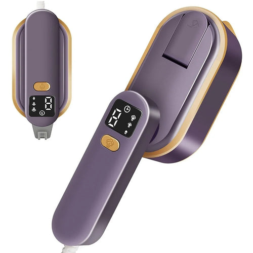 Handheld Garment Steamer Intelligent Digital Display 3 Steam Settings Mini Portable Iron, EU Plug - Purple - 1