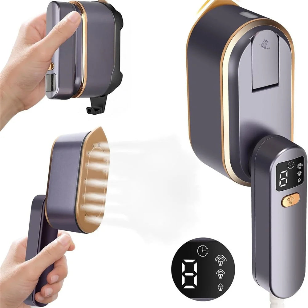 Handheld Garment Steamer Intelligent Digital Display 3 Steam Settings Mini Portable Iron, EU Plug - Purple - 7