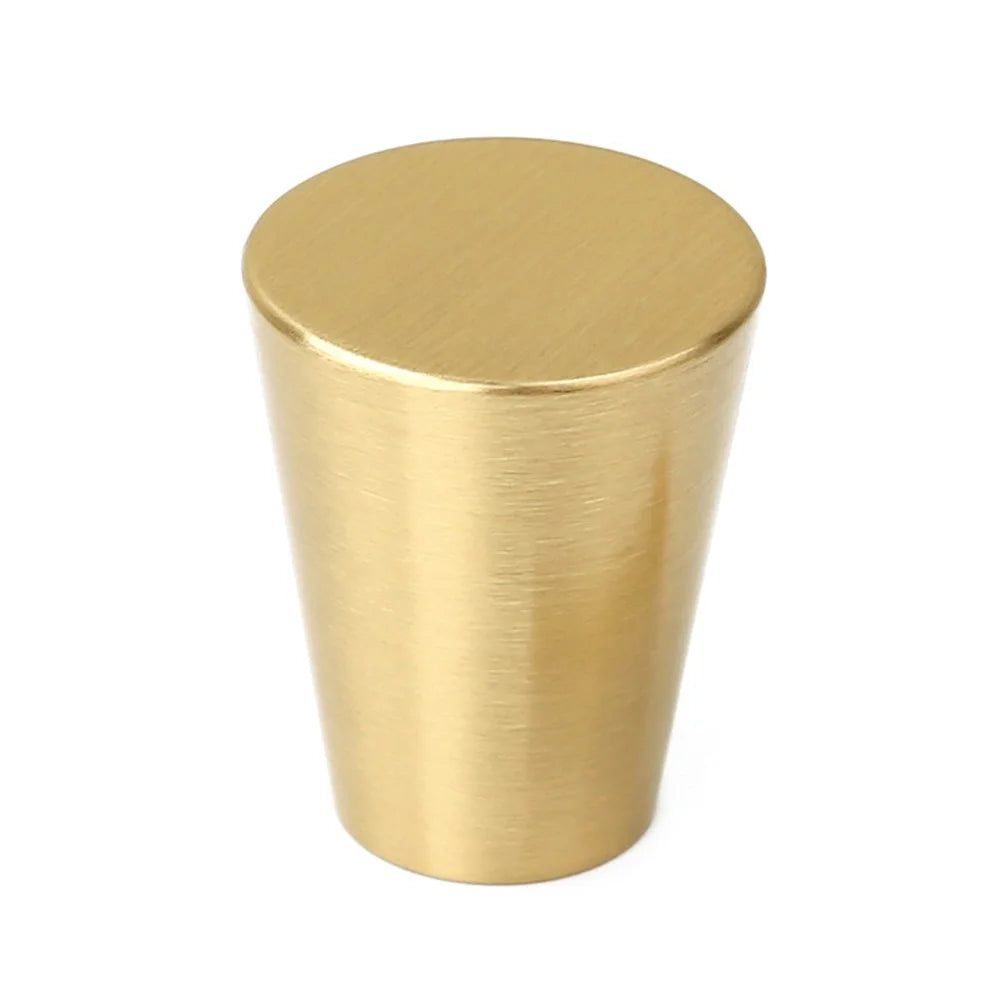 T2618 European Style Taper Shape Cabinet Knob Single Hole Solid Brass Cupboard Pull Handle - 1