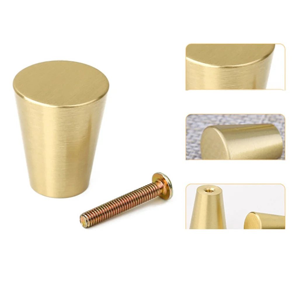 T2618 European Style Taper Shape Cabinet Knob Single Hole Solid Brass Cupboard Pull Handle - 3