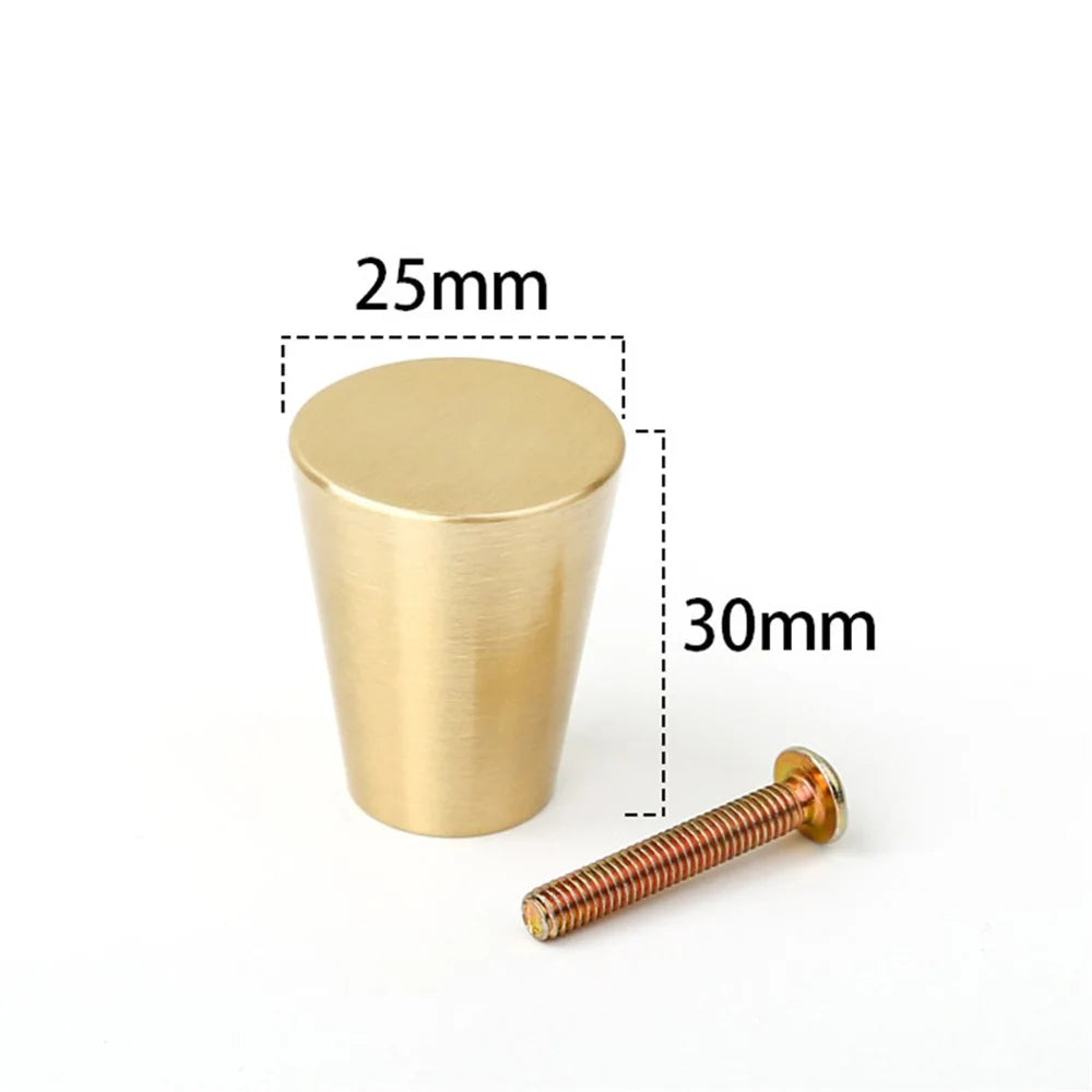 T2618 European Style Taper Shape Cabinet Knob Single Hole Solid Brass Cupboard Pull Handle - 5