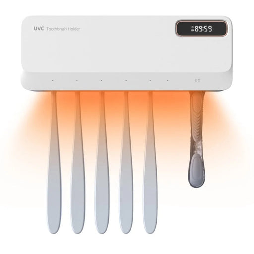 ES905 Wall Mounted UV Sterilizer Drying Toothbrush Holder with LED Display No Drilling Automatic Storage Box - White - 1