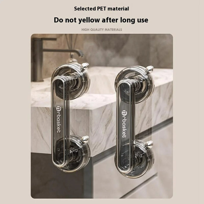 Suction Cup Glass Door Handle No Drilling Bathroom Shower Door Pull Handle Strong Grip for Window Cabinet Refrigerator - Transparent Grey - 2